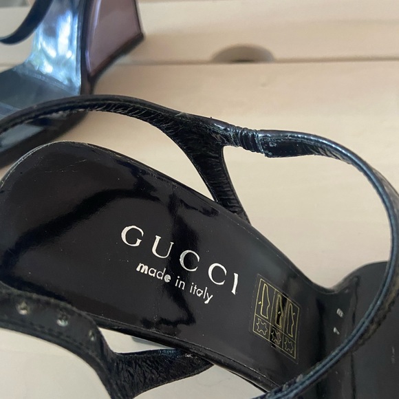 Tom Ford for Gucci lucite wedge block heels. Black patent leather. - Picture 5 of 9